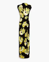 Diane von Furstenberg Apollo ruched floral-print jersey maxi dress - Yellow Yellow