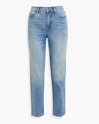 Zimmermann Cropped embroidered high-rise straight-leg jeans - Blue Blue