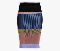 Petrina metallic striped ribbed-knit pencil skirt - Blue