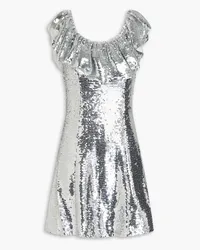 Shrimps Emmeline ruffled sequined tulle mini dress - Metallic Metallic