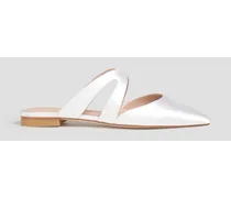 Mariposa cutout satin slippers - White