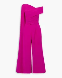 Talbot Runhof Cape-effect gathered crepe jumpsuit - Purple Purple