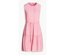 Tiered pleated crepe mini dress - Pink