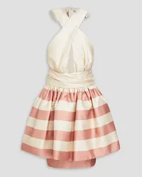 Zimmermann Layered striped silk-taffeta halterneck mini dress - White White