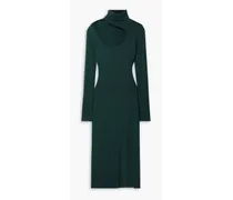 Cutout merino wool turtleneck midi dress - Green