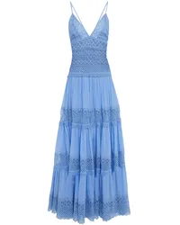 Charo Ruiz Miriam tiered crocheted lace and cotton-blend voile maxi dress - Blue Blue