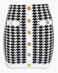 Balmain Embellished houndstooth jacquard-knit mini skirt - Black Black