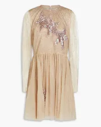 Valentino Garavani Embellished tulle mini dress - Neutral Neutral