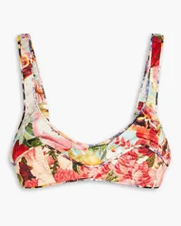 Zimmermann Embellished floral-print satin bustier top - Red Red