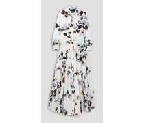 The Gracie floral-print cotton-poplin maxi shirt dress - White