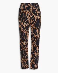 Ganni Cutye cropped printed high-rise straight-leg jeans - Black Black