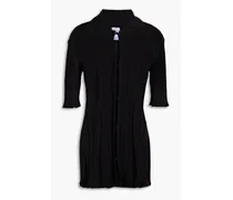 Ribbed cotton-blend cardigan - Black