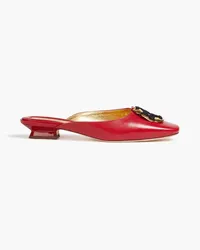 Tory Burch Double T embellished leather slippers - Red Red