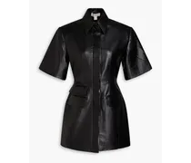Cutout faux leather mini dress - Black