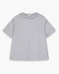 Brunello Cucinelli Bead-embellished cotton-jersey T-shirt - Gray Gray