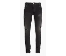 Skinny-fit distressed denim jeans - Black