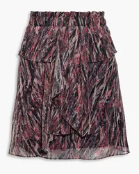 IRO Joucas ruffled printed Lurex mini skirt - Black Black