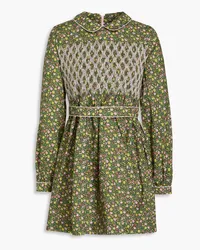 Kitsuné Floral-print cotton-poplin mini dress - Green Green