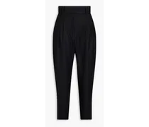 Adriel cropped wool-twill tapered pants - Black
