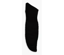 One-shoulder ruched jersey midi dress - Black