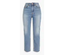 Cropped high-rise straight-leg jeans - Blue