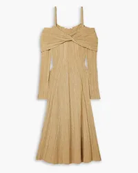 Jason Wu Cold-shoulder metallic ribbed-knit midi dress - Metallic Metallic