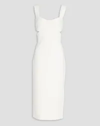 Hervé Léger Cutout ribbed-knit midi dress - White White