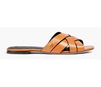 City embellished leather sandals - Brown