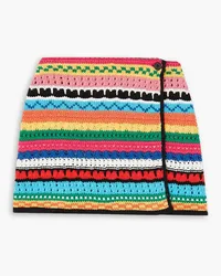 Alanui Over The Horizon striped crocheted cotton mini wrap skirt - Multicolor Multicolor