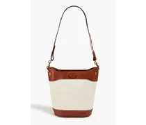 City leather and canvas bucket bag - White