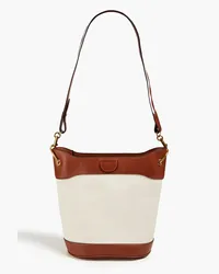 Sandro Leather and canvas bucket bag - White White