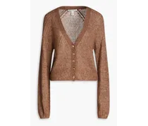 Cashmere and silk-blend cardigan - Brown