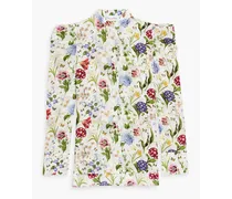 Floral-print silk-crepe blouse - White