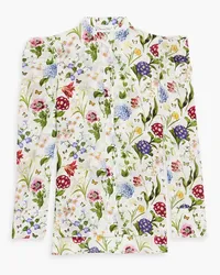 Oscar de la Renta Floral-print silk-crepe blouse - White White