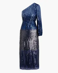 RIXO One-sleeve sequined dégradé chiffon midi dress - Blue Blue