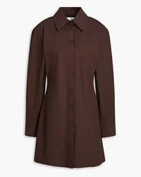 Victoria Beckham Cotton-blend poplin mini shirt dress - Brown Brown