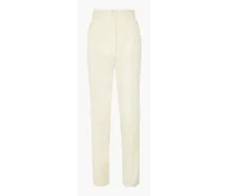 Dorothea silk-trimmed wool tapered pants - White