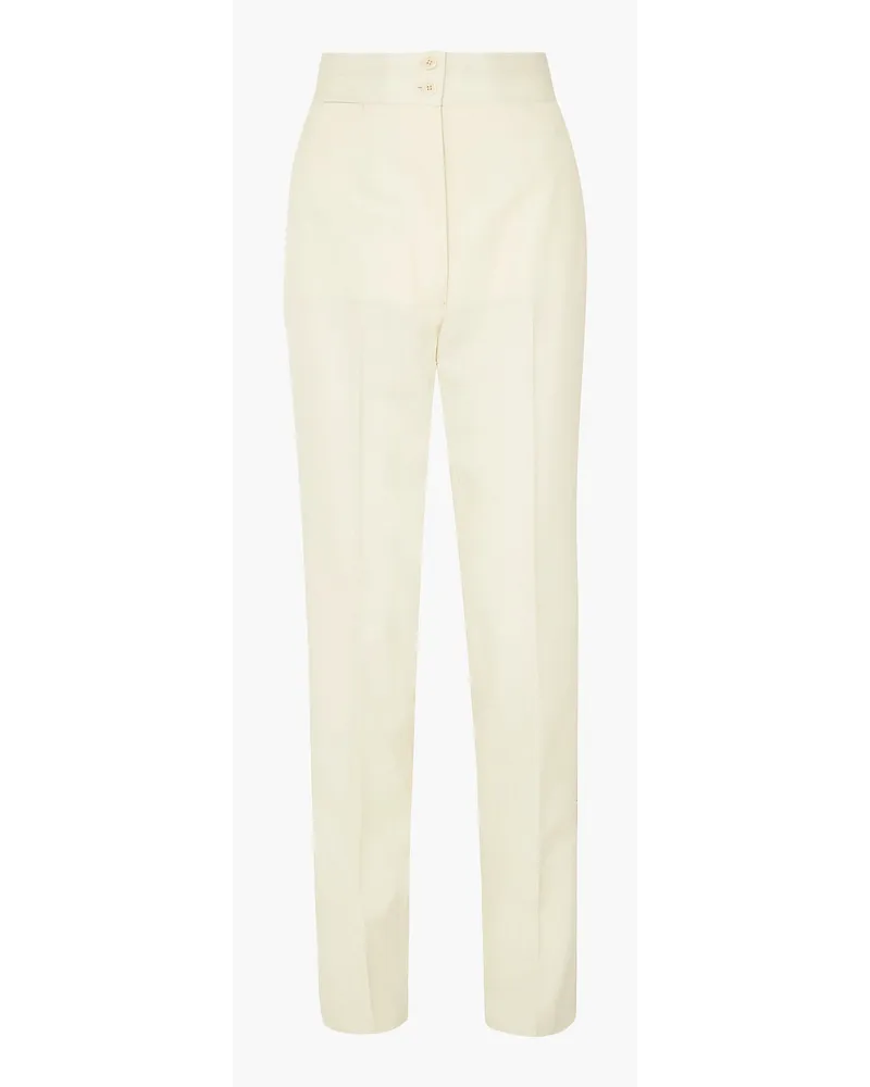 Giuliva Heritage Collection Dorothea silk-trimmed wool tapered pants - White White