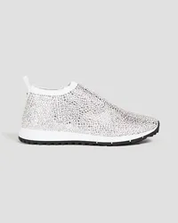 Jimmy Choo Norway embellished stretch-knit slip-on sneakers - White White