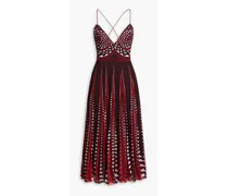 Oceanid pleated printed chiffon midi dress - Red