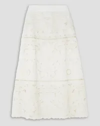 Sea Blaire scalloped embroidered cotton and guipure lace midi skirt - White White