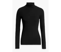 Cotton-blend jersey turtleneck sweater - Black