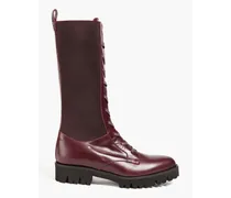 Glossed-leather combat boots - Burgundy