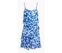 Tuscany ruffled floral-print woven mini dress - Blue