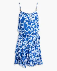 Heidi Klein Tuscany ruffled floral-print woven mini dress - Blue Blue