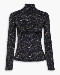 Ulla Johnson Aurelia printed stretch-jersey turtleneck top - Black Black