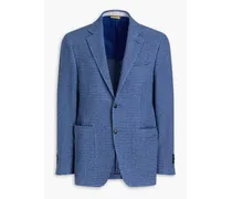 Checked cotton-blend bouclé blazer - Blue