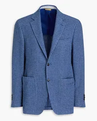 Canali Checked cotton-blend bouclé blazer - Blue Blue