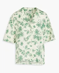 Sandro Floral-print linen-blend shirt - Green Green