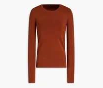 Silk-blend stretch-knit sweater - Brown